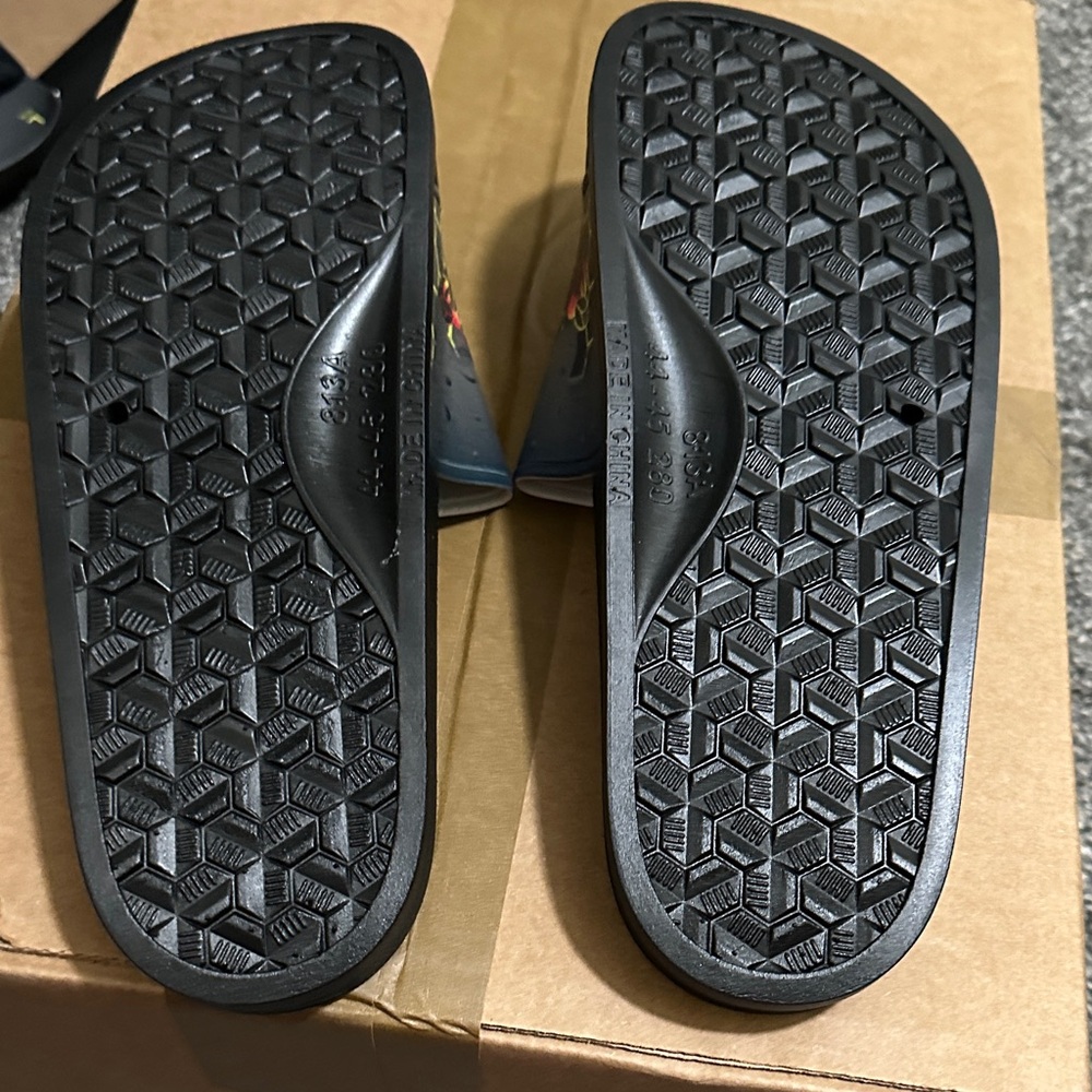 Men's Slide Sandals - Black and Yellow - Picture 2 of 3